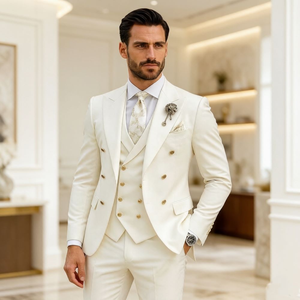 Men Formal Wear Modern - Abito da Sposo Uomo Color Avorio