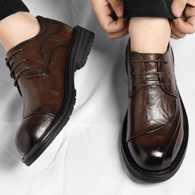 Men'S Formal Office Wear Shoes - Scarpe stringate in vera pelle marrone