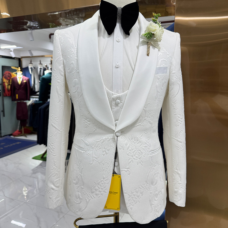 Formal Men Party Wear Jacket - Abito da Sposo Bianco da Uomo,
