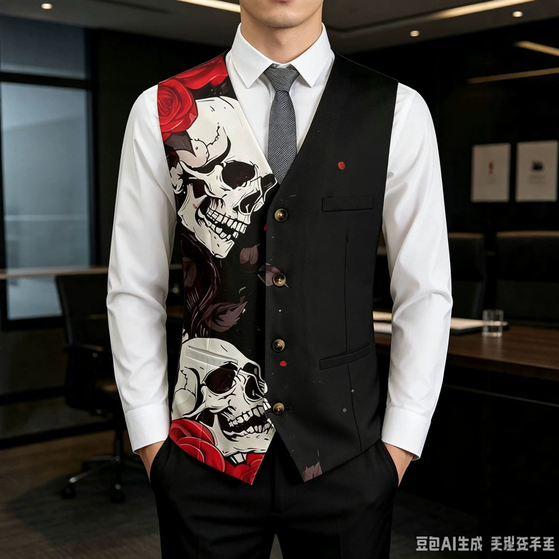 Men'S Gothic Formal Wear - Gilet da Uomo alla Moda con