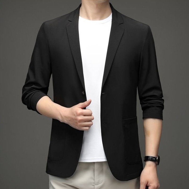 Men'S Gothic Formal Wear - Giacca da Uomo Autunnale Nera Semplice,