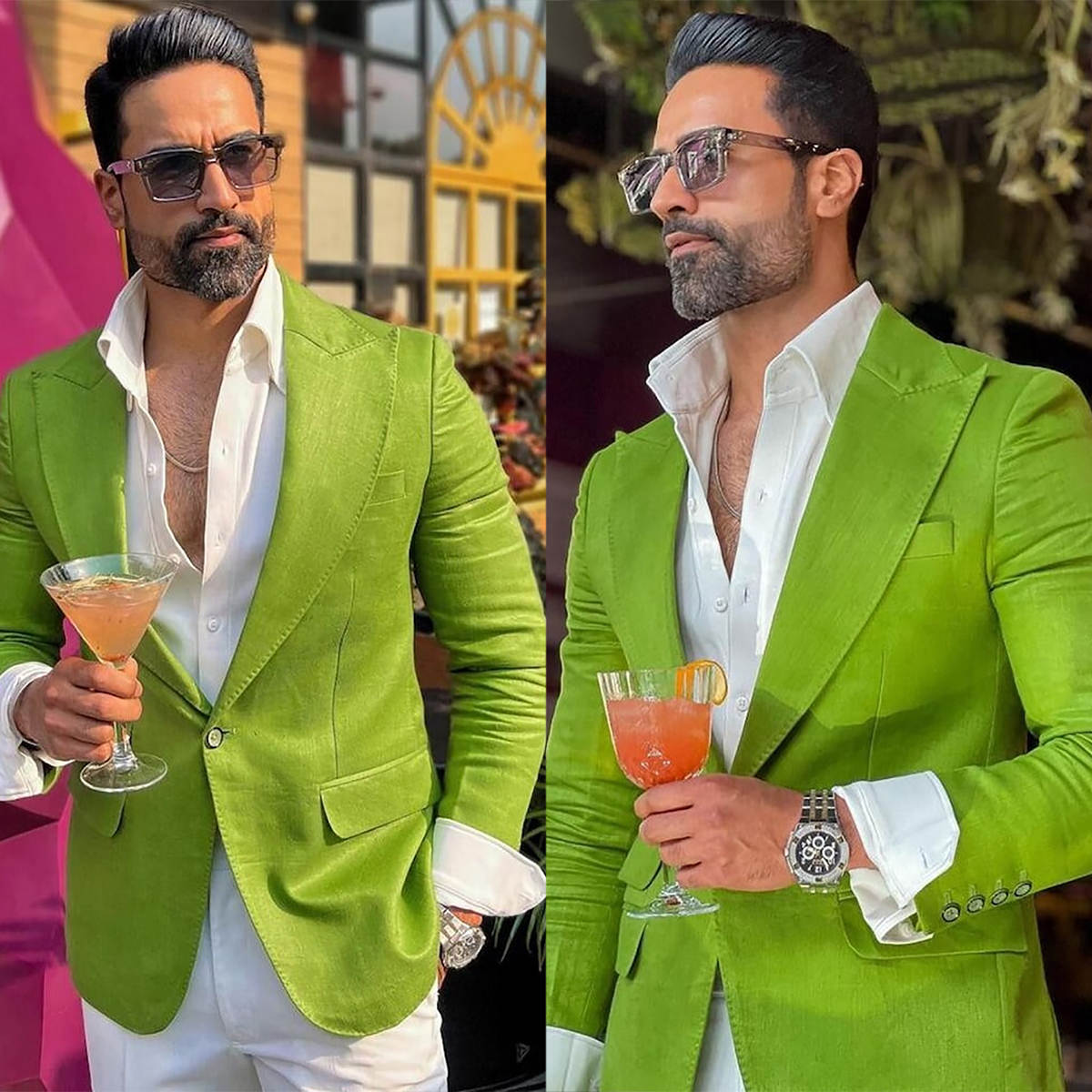 Men Formal Wear Modern - Elegante smoking verde da sposo su
