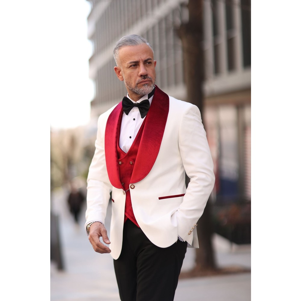Smoking da uomo rosso bianco d - Men Formal Wear Modern recensione e prezzo