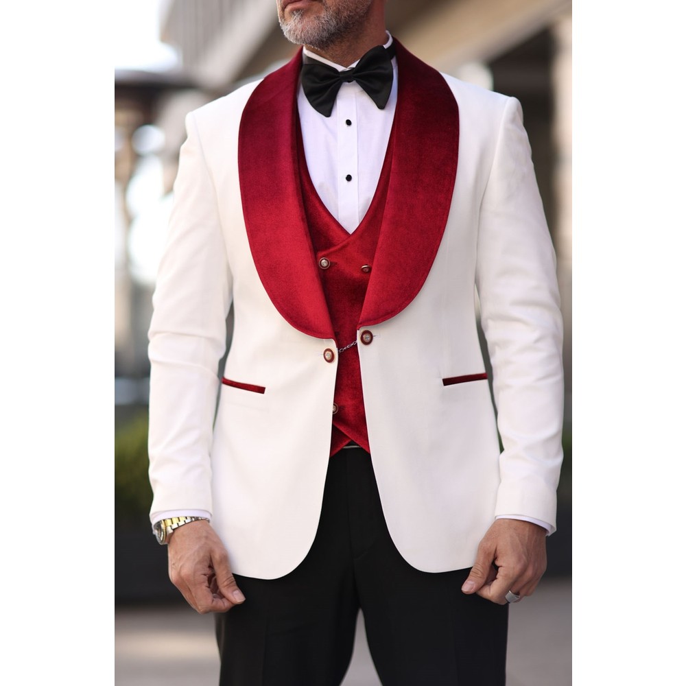 Smoking da uomo rosso bianco d - Men Formal Wear Modern recensione e prezzo